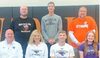 GRANT FRIDLEY SIGNS WITH MCKENDREE UNIVERSITY to play basketball. Front Row, L to R - Matt Fridley, Deanna Fridley, Grant Fridley, Elena Fridley. Back Row L to R - Ray Kauling, Brent Brede, Jamie Rahm
